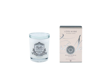 *CLEARANCE* White Vessel Candle 185gr - Rose Petal - Silver Badge